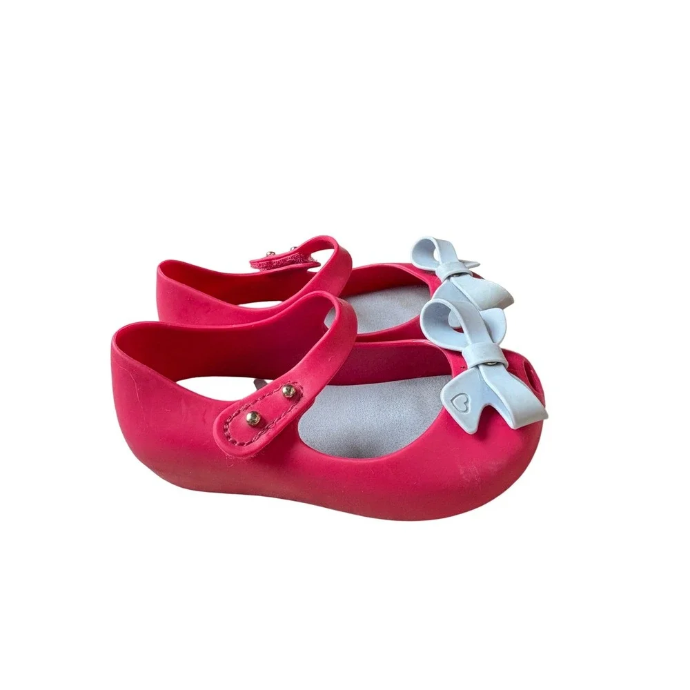 Mini Melissa Pink Jelly Mary Jane Bow Shoes‎ Toddler Size 7 USA 22/23 EUR